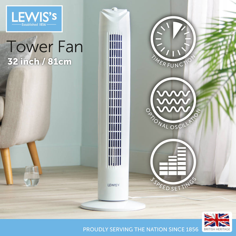 Lewis's 32 Inch -Tower Fan  White