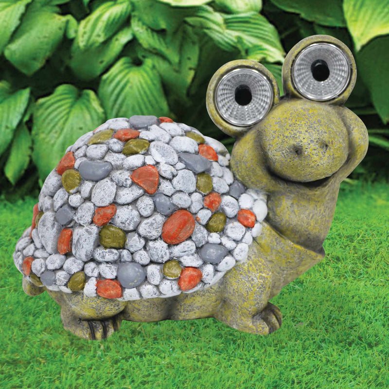 Silver & Stone Outdoor Solar Pebble Effect Turtle Ornament