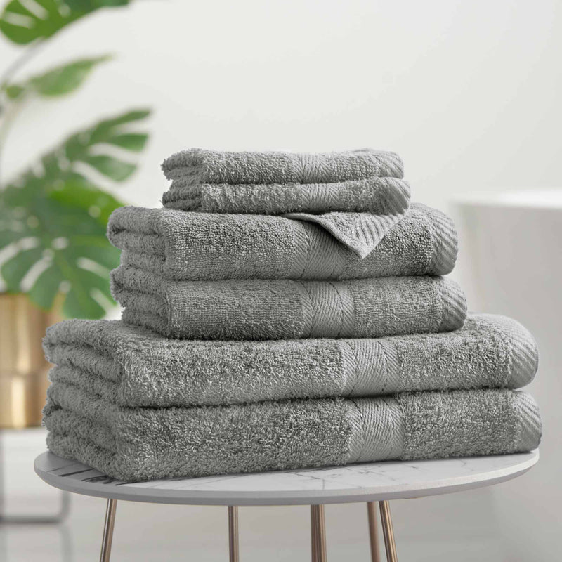 100% Cotton Plain Silver Bathroom Towel Bale Hand Bath Face Cloth Towels