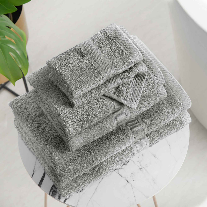 100% Cotton Plain Silver Bathroom Towel Bale Hand Bath Face Cloth Towels