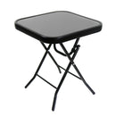 Silver & Stone Folding Glass Side Table 40 x 40 x 46cm - Black - Indoor or Outdoor