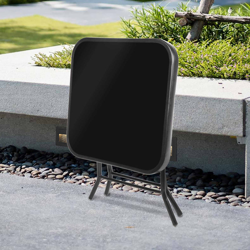 Silver & Stone Folding Glass Side Table 40 x 40 x 46cm - Black - Indoor or Outdoor