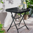 Silver & Stone Folding Glass Side Table 40 x 40 x 46cm - Black - Indoor or Outdoor