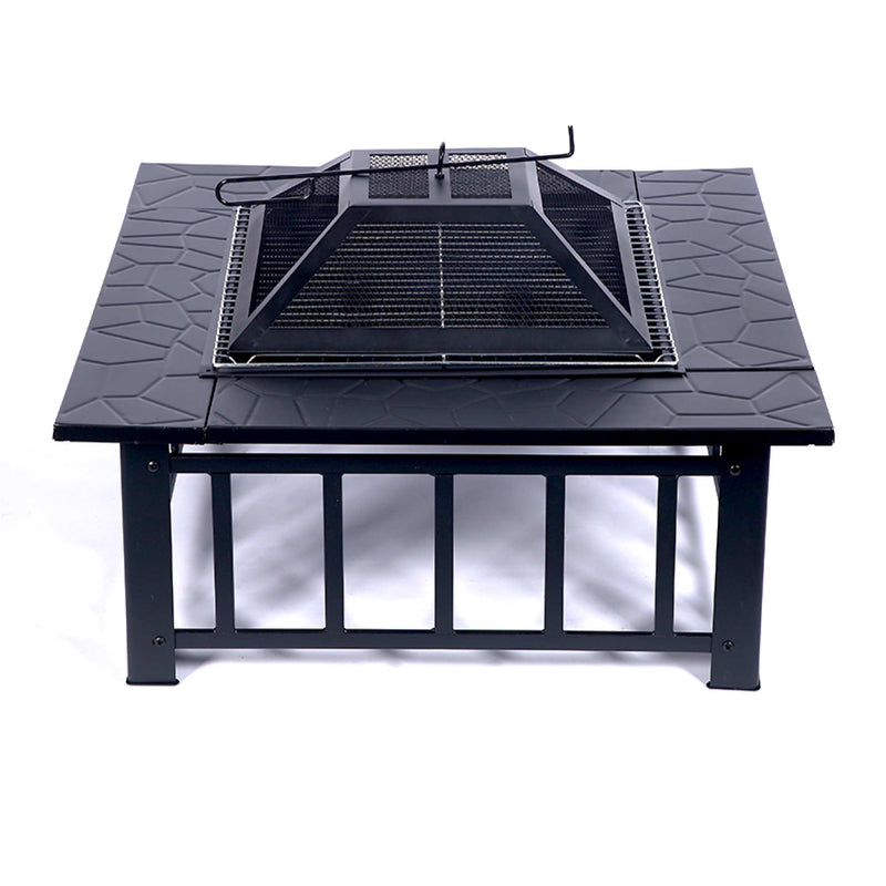 Silver & Stone 3 in 1 Outdoor Fire Pit with BBQ Grill Shelf & Waterproof Cover