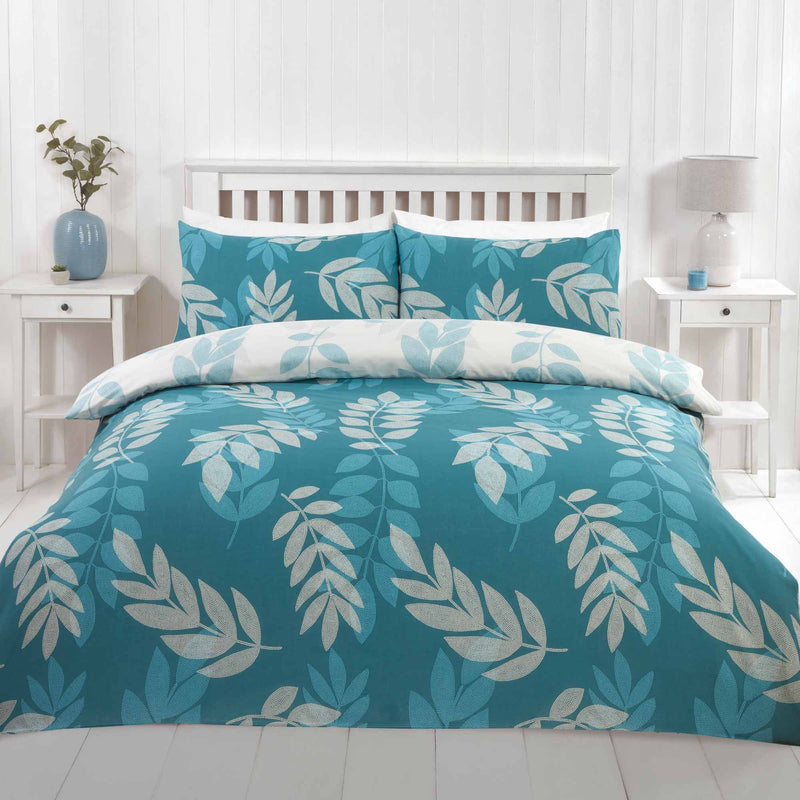 Lewis's Frond Duvet Set - Teal