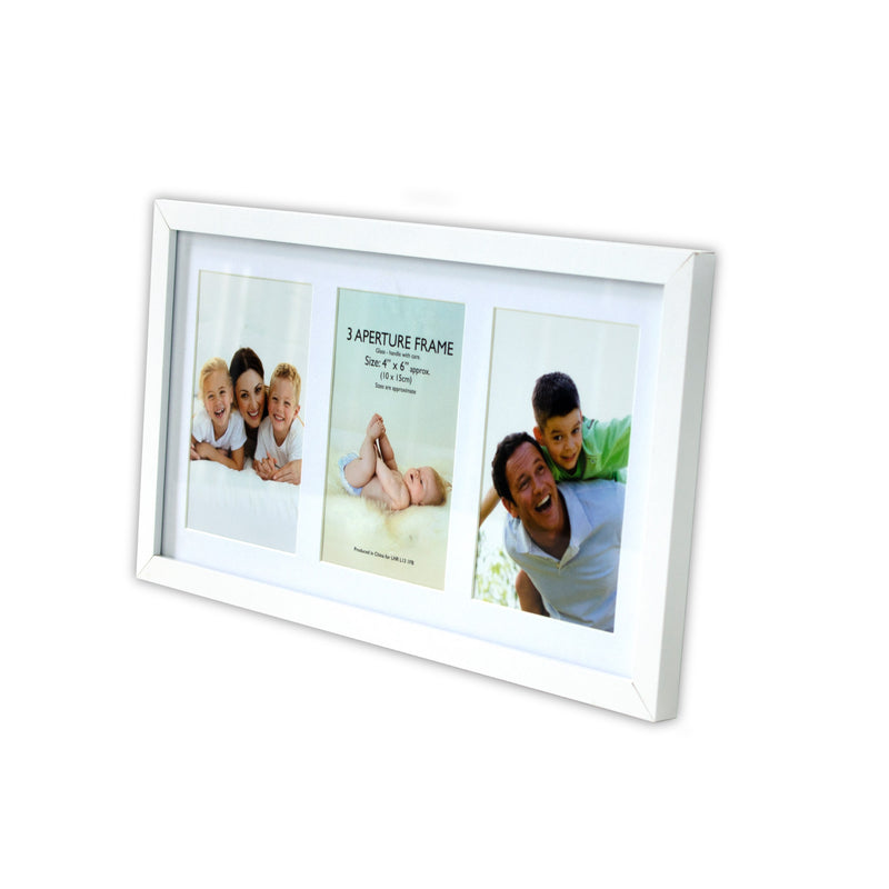 Lewis's Multi Aperture Photo Picture Frame with 3 Photos (White, 4" x 6")