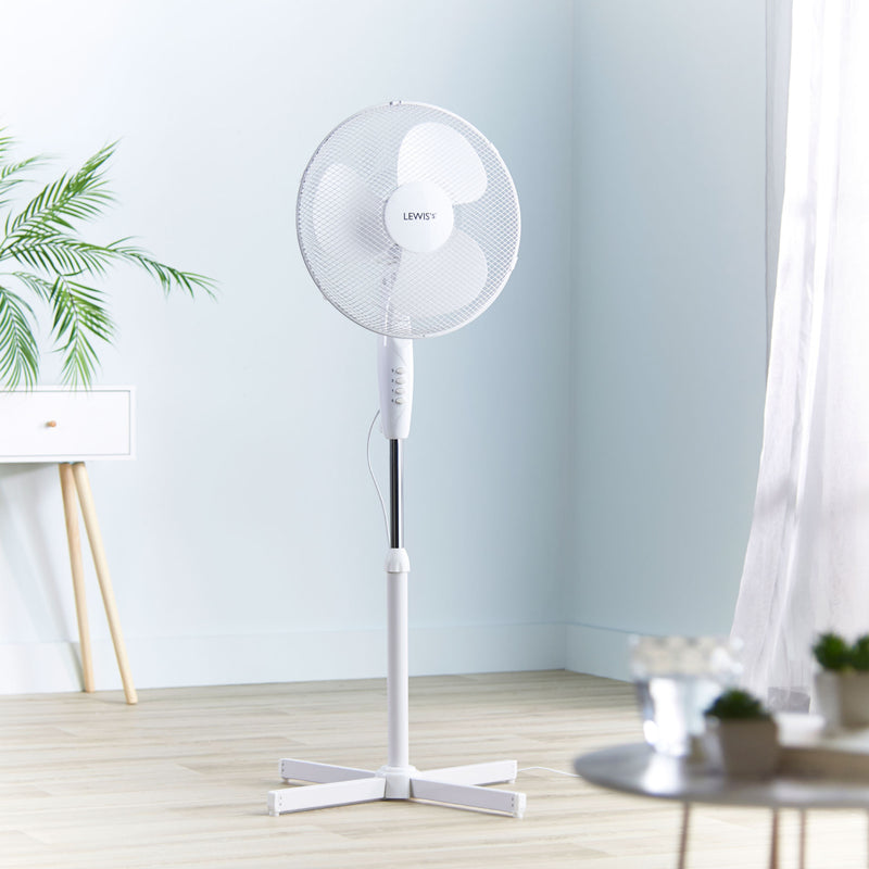 Lewis's 16 Inch  Standing Pedestal Fan  - White