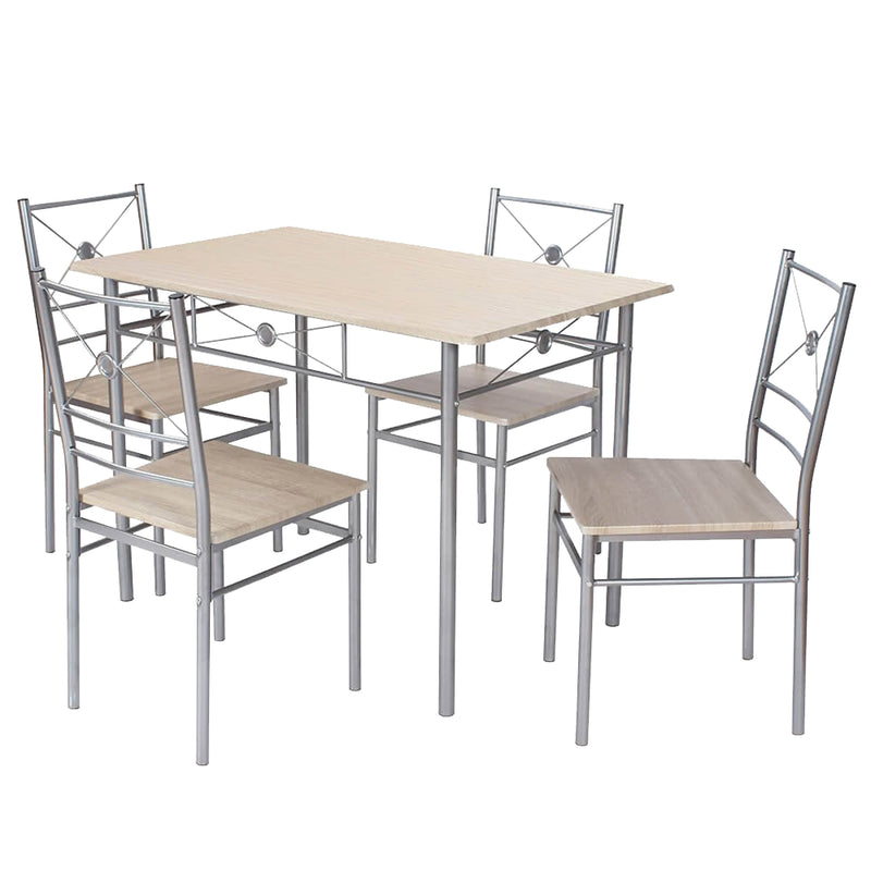Verona 4 Seater Faux Wood  &  Metal Dining Table & Chairs Set