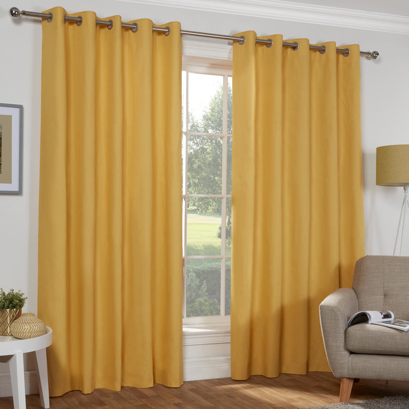 Naples Eyelet Curtains - Pure Cotton - Ochre
