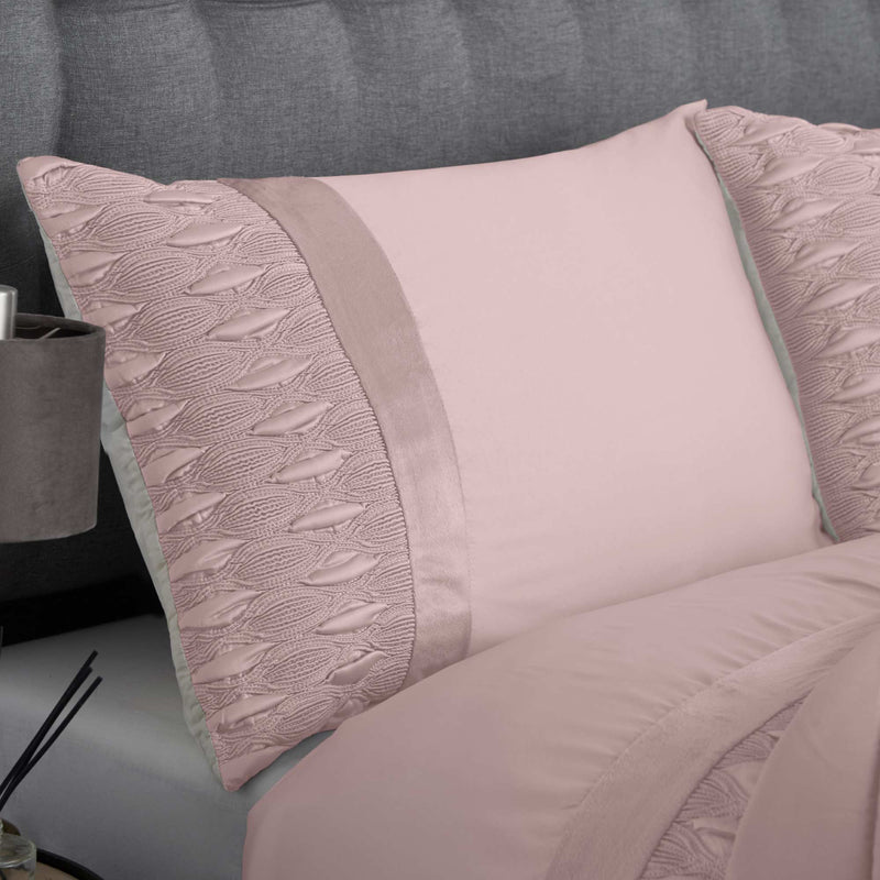 Lewis's Aria Quilted Satin Panel Luxury Duvet Set - Blush Pink