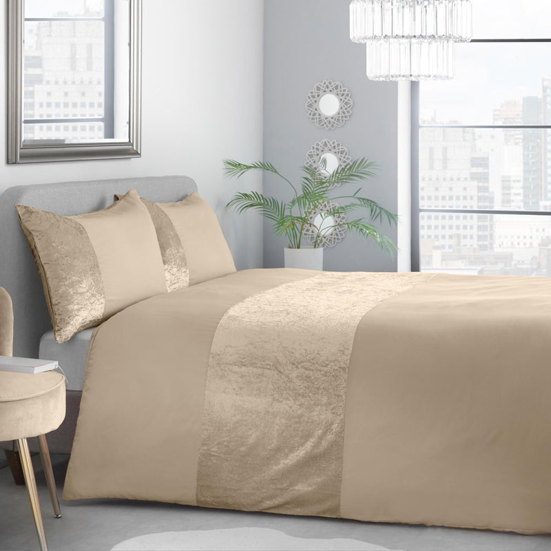 Lewis's Amelia Crushed Velvet Duvet Set - Champagne