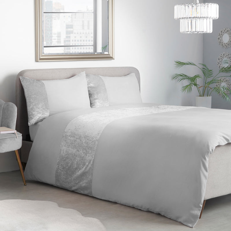 Lewis's Amelia Crushed Velvet Duvet Set - Silver