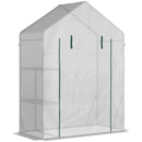 Outsunny Greenhouse for Outdoor, Portable Gardening Plant Grow House with 2 Tier Shelf, Roll-Up Zippered Door, PE Cover, 143 x 73 x 195cm, Green