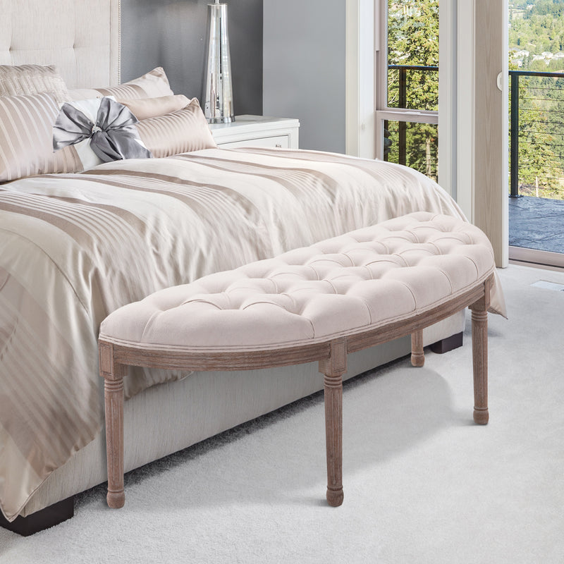 HOMCOM Half-Circle End Bench Footstool