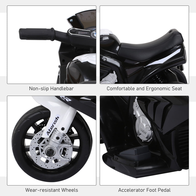 HOMCOM Kids Black Electric Ride on Motorcycle BMW S1000RR with Headlights Music