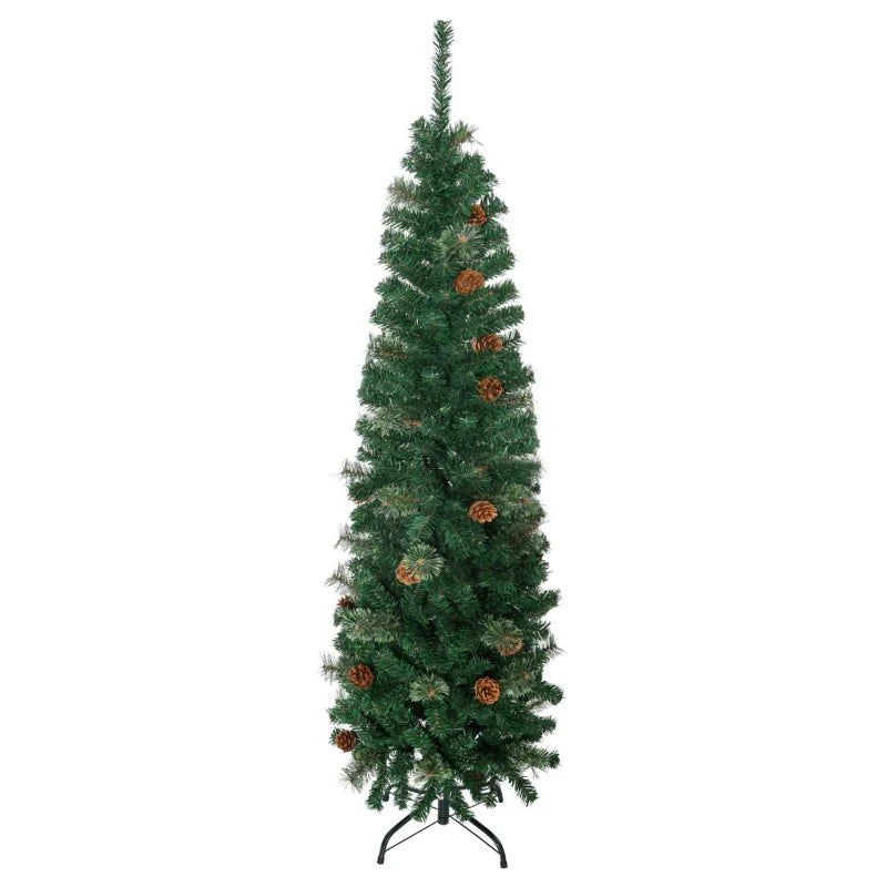 HOMCOM Christmas Tree Pencil 5.5' with 21 Pine Cone