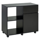HOMCOM Printer Stand with Open Storage Shelves Black
