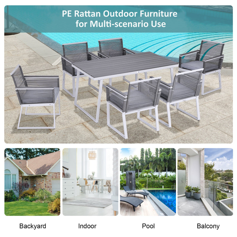Outsunny 6 Seater Resin Rattan Dining Set