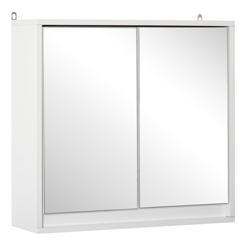 HOMCOM Wall Mounted Mirror Cabinet with Storage Shelf Bathroom Cupboard White