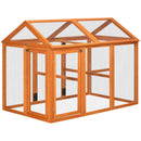 PawHut Chicken Run, Wooden Chicken Coop w/ Combinable Design - Orange