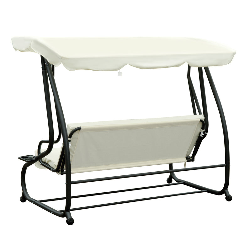 Outsunny 3 Seater Swing Bench - White