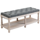 HOMCOM Vintage Shoe Benches with Top Cushion 115x40x48cm - Grey