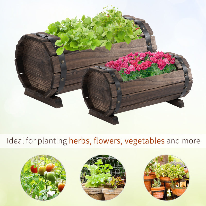 Outsunny 2PCs Wooden Flower Plant Pot