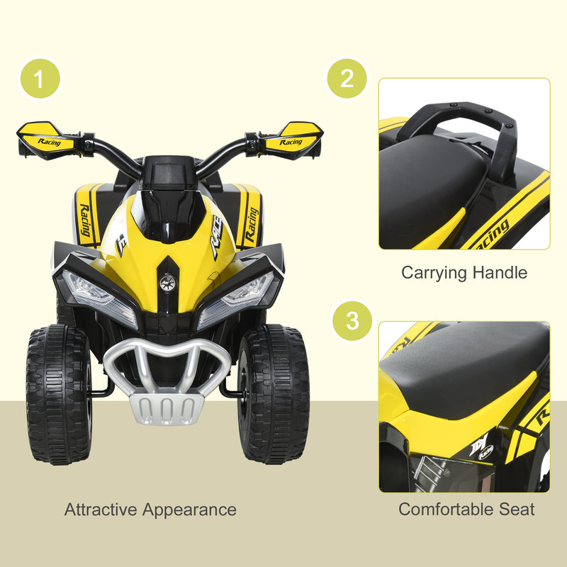 HOMCOM Kids Manual Ride On Quad Bike - Yellow