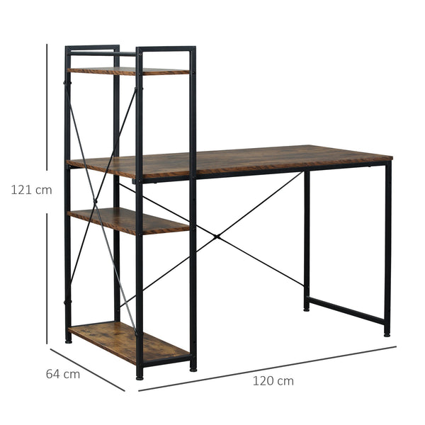 HOMCOM Space Saving Desk with Shelves - Black