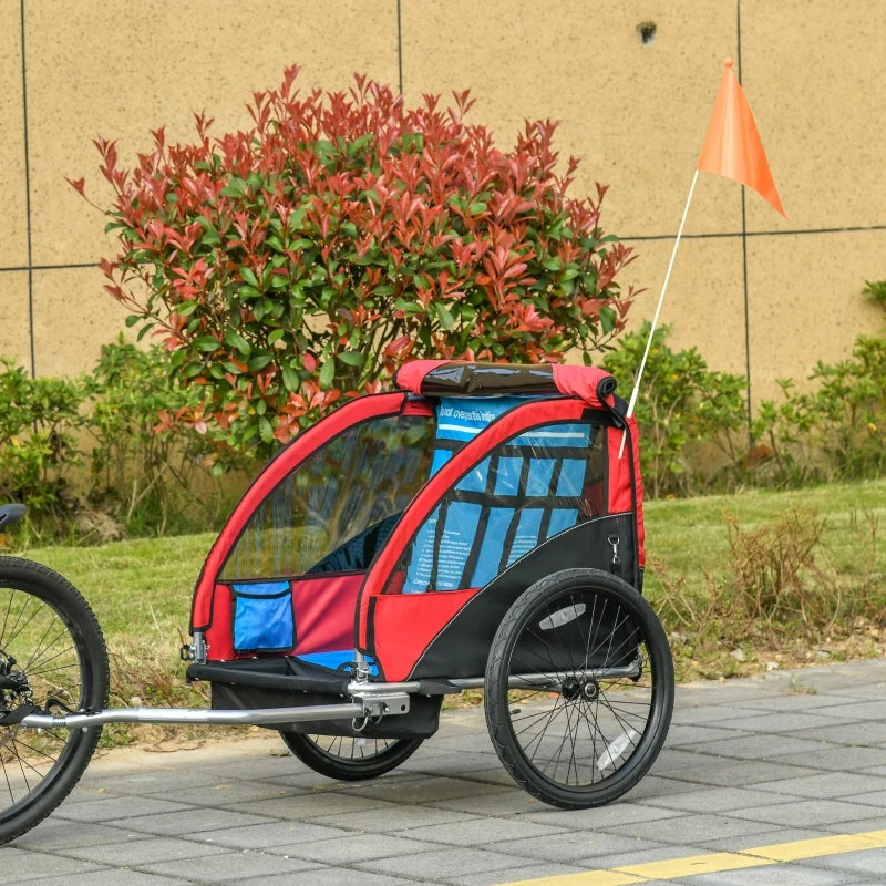 HOMCOM Bicycle Trailer with 2 Wheels - Red