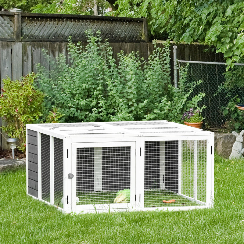 Pawhut Rabbit Hutch Grey