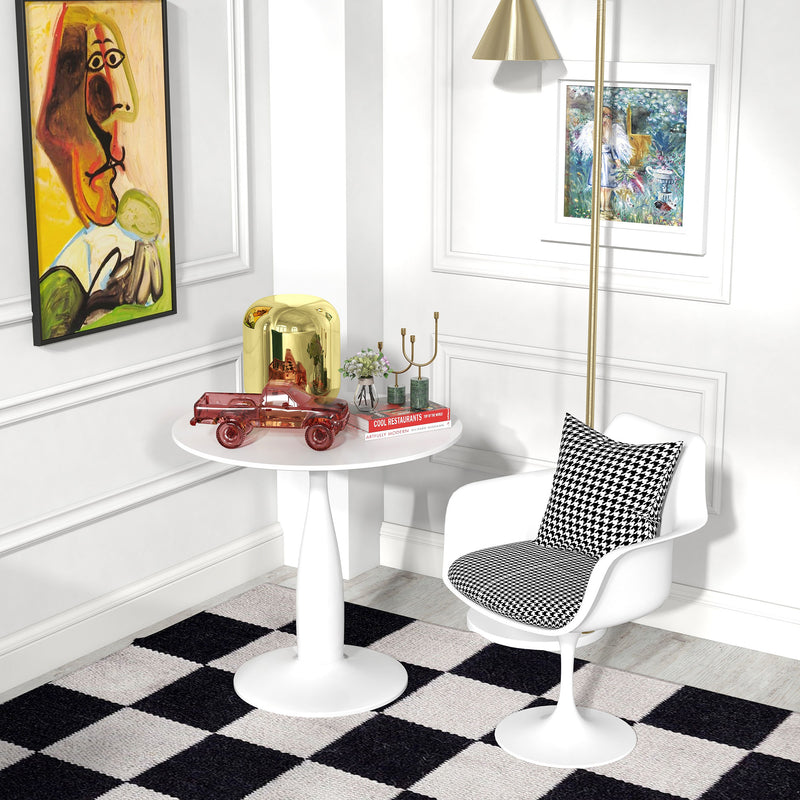 HOMCOM Round Dining Table with Steel Base for Living Room, Dining Room