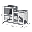 Two Level Rabbit Hutch - Grey & White
