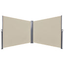 Outsunny Retractable Double Side Awning Screen Fence Privacy Beige, 6x1.6m