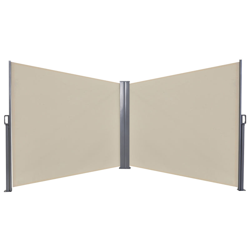 Outsunny Retractable Double Side Awning Screen Fence Privacy Beige, 6x1.6m