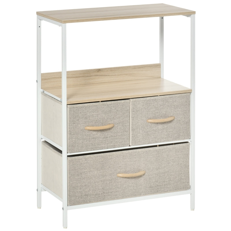 HOMCOM Fabric Chest of Drawers Storage Unit 58x29x81.5cm - White