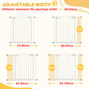PawHut 74-100cm Adjustable Metal Pet Gate Safety Barrier w/ Auto-Close White