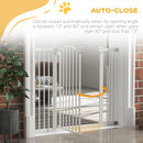 PawHut 74-100cm Adjustable Metal Pet Gate Safety Barrier w/ Auto-Close White