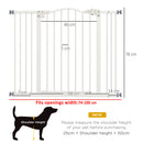 PawHut 74-100cm Adjustable Metal Pet Gate Safety Barrier w/ Auto-Close White