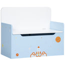 ZONEKIZ 2 In 1 Wooden Kids Storage Bench, Toy Box w/ Safety Rod - Blue