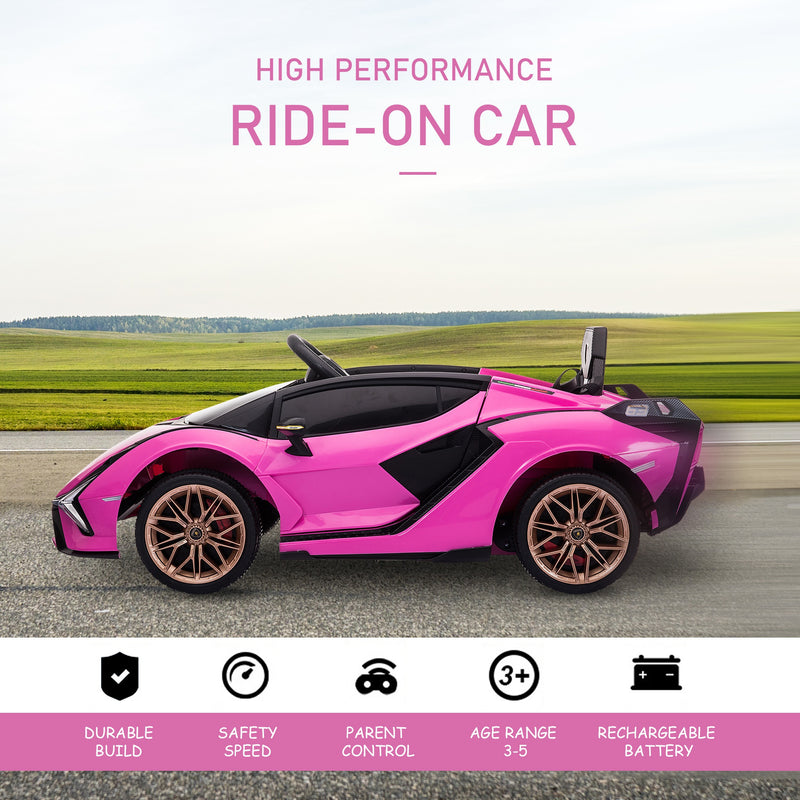 HOMCOM Kids Electric Ride On Car Lamborghini Sian - Pink