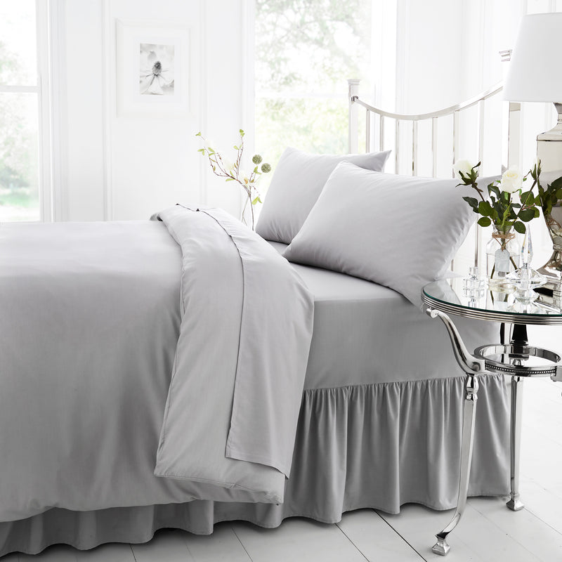 Non Iron Percale Bedding Sheet Range - Silver