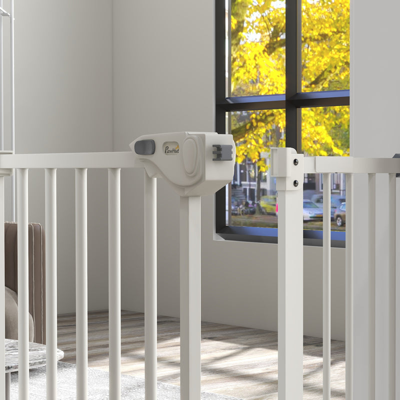 PawHut Adjustable Safety Gate w/ 1 Extensions and Four Adjustable Screws, White