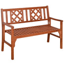 Outsunny Foldable Garden Bench, 2-Seater Patio Wooden Bench w/ Backrest Brown