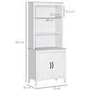 HOMCOM Kitchen Cupboard with 3-tier Shelving Double-door Storage Cabinet