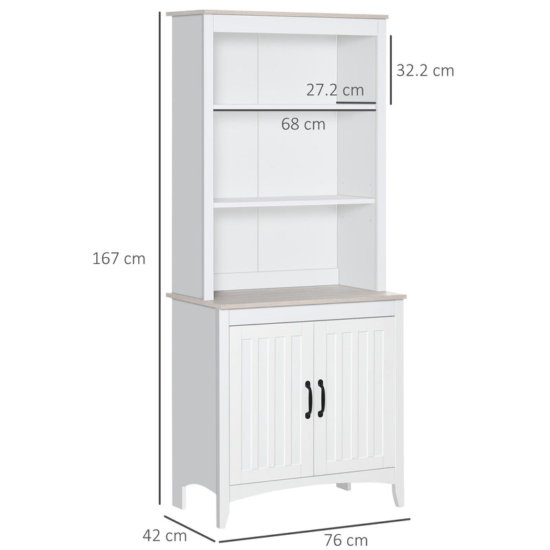 HOMCOM Kitchen Cupboard with 3-tier Shelving Double-door Storage Cabinet