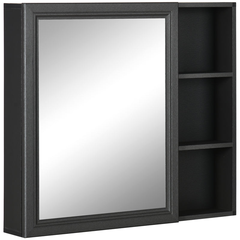 kleankin Bathroom Cabinet Wall Mounted Storage Organiser w/ Mirrored Door Grey