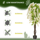 HOMCOM Artificial Realistic White Wisteria Tree for Indoor Outdoor Décor, 160cm