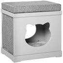 PawHut Cat House Bed Kitten Cave Cube Indoor w/Soft Cushion Sisal Scratching Pad