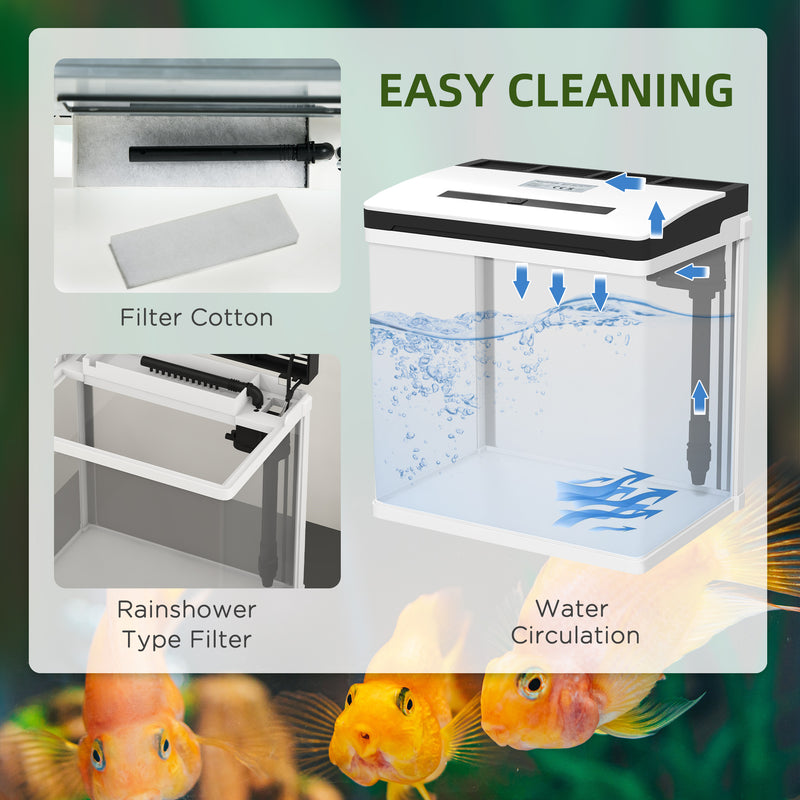 PawHut Aquarium 13L Glass Fish Tank w/ Filter, LED Lighting, Water Pump